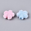 Flocking Opaque Acrylic Flower Beads OACR-T030-06M-2