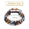 Natural Obsidian & Tiger Eye & Synthetic Hematite Braided Bead Bracelet BJEW-SW00001-22-2