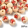 20Pcs Printed Wood European Beads WOOD-YW0001-55A-1