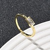 Rectangle Brass with Glass Cuff Rings for Women RJEW-Z111-05G-07-1