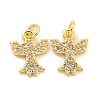 Brass Micro Pave Clear Cubic Zirconia Charms KK-Z044-37G-1
