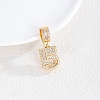Brass Clear Cubic Zirconia European Dangle Charms KK-R003-01G-05-1