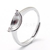 Anti-Tarnish Adjustable Rhodium Plated Sterling Silver Cup Peg Ring Settings STER-I016-008P-1