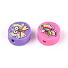 Printed Handmade Polymer Clay Beads CLAY-T022-12L-2