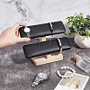 PU Leather 2-Tier T-Bar Bracelet Display Stands with Wooden Base BDIS-WH0010-09B-3