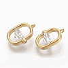 Brass Clear Cubic Zirconia Charms ZIRC-Q021-033G-NF-2