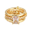 Brass Micro Pave Cubic Zirconia Plain Band Finger Rings for Women RJEW-P160-01E-G-4