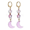 Moon & Star Glass Dangle Leverback Earrings with 304 Stainless Steel Pins EJEW-JE05605-03-1