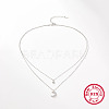 Rhodium Plated 925 Sterling Silver Double Layer Necklaces AZ0813-1