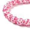 Leopard Print Resin Round Beaded Stretch Bracelet for Women BJEW-JB08490-4