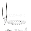 Natural Howlite Beads Stretch Bracelets & Pendant Necklaces Sets for Men PW-WGF85DB-07-1