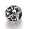 Hollow Retro 316 Surgical Stainless Steel European Style Beads OPDL-L013-29AS-2