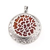 Natural Red Agate Pendants with Hollow Platinum Brass Findings G-P448-A08-P-3