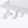 Rhodium Plated 925 Sterling Silver Bunny Stud Earrings EJEW-FF0009-08P-4