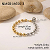 Duo Tone 304 Stainless Steel Ball Charm Round Beaded Bracelets for Women WGBF083-01-2