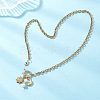 Round White Shell Pearl & 304 Stainless Steel Sun Moon Pendant Necklaces NJEW-JN05649-2