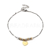 Two Tone 304 Stainless Steel Charm Anklet with Curb Chains for Women AJEW-C021-07-2