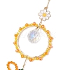 Alloy Enamel Flower & Glass Beads Ring Pendant Decorations HJEW-TA00256-4