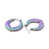 Ion Plating(IP) Rainbow Color 304 Stainless Steel Double Leaf Wrap Hoop Earrings for Women EJEW-G293-23M-2