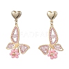 Rose Quartz Dangle Stud Earrings EJEW-MZ00243-1