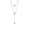 SHEGRACE Rhodium Plated 925 Sterling Silver Double Layered Necklace JN635A-1