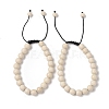 8mm Round Natural Fossil Braided Bead Bracelets BJEW-C067-01B-26-1
