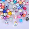 Printed Round Silicone Focal Beads SI-JX0056A-17-2