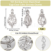 Beebeecraft 1Pc Rhodium Plated 925 Sterling Silver Empty Bead Cage Pendants STER-BBC0005-69A-2