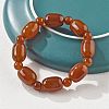 Natural Carnelian Bead Stretch Bracelets G-P570-01G-3