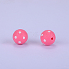 Printed Round with Polka Dot Pattern Silicone Focal Beads SI-JX0056A-135-1