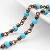 Handmade Round Synthetic Turquoise Beads Chains for Necklaces Bracelets Making AJEW-JB00244-02-1