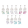 Long Chain with Transparent Glass Beads Dangle Stud Earrings EJEW-JE05245-1