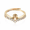 Brass Micro Pave Clear Cubic Zirconia Peg Bails Cuff Finger Ring Settings X-KK-T056-115G-NF-2