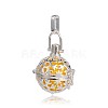 Silver Color Plated Brass Hollow Round Cage Pendants KK-J232-06S-1