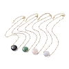 Flat Round Natural Mixed Stone Pendant Necklace for Girl Women NJEW-JN03749-1