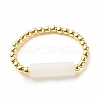 Natural White Jade Column Beaded Finger Ring with Synthetic Hematite RJEW-JR00460-02-3