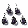Natural Amethyst Pendants G-Q998-028-1