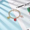 Lampwork Flower Charm Bracelet with Aluminium Curb Chains for Women BJEW-TA00176-01-6