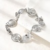 Summer Beach Brass Micro Pave Clear Cubic Zirconia Starfish & Shell Shape Link Chain Bracelets BJEW-C118-02A-P-4