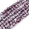 Handmade Evil Eye Lampwork Round Bead Strands LAMP-L055-4mm-04-1