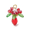 Glass with Round Shell Pearl and Acrylic Charms Pendants PALLOY-MZ00647-01-1