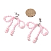 Glass Seed & Imitation Pearl Bowknot Dangle Stud Earrings EJEW-MZ00124-3