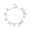 Natural White Moonstone Chips & Star Charms Anklet AJEW-AN00512-02-1