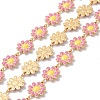 304 Stainless Steel Daisy Flower Link Chains with Enamel AJEW-J035-03G-10-1