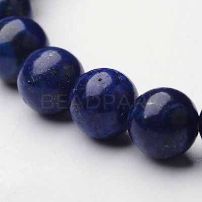Natural Lapis Lazuli Beaded Stretch Bracelet X-BJEW-F203-06-1