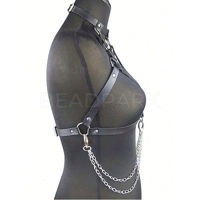 Black PU Leather Chest Harness Belts FS-WG16471-01-1