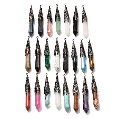 Natural & Synthetic Mixed Gemstone Pendants G-P560-02R-1