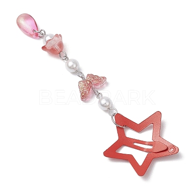 5Pcs Glass Beads and Alloy Star Snap Hair Clips PHAR-JH00124-1