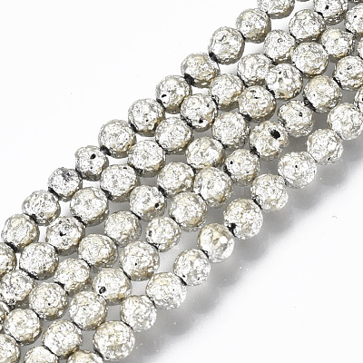 Electroplated Natural Lava Rock Beads Strands G-S352-30A-05-1