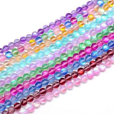 Synthetic Moonstone Beads Strands G-R375-6mm-A-1